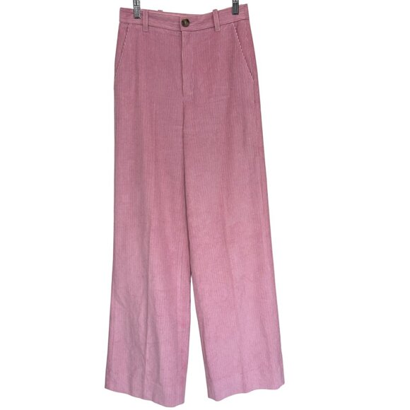 Ted Baker London Pants - Ted Baker Pants Womens Size 1 Pink 100% Cotton Corduroy Wide Leg High Waist
